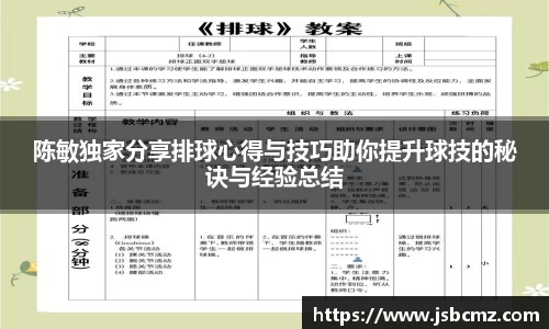 陈敏独家分享排球心得与技巧助你提升球技的秘诀与经验总结